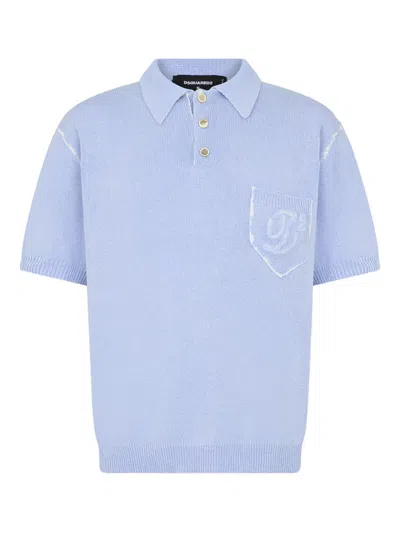 Dsquared2 Short-sleeves Embroidery-logo Polo Shirt In Blue
