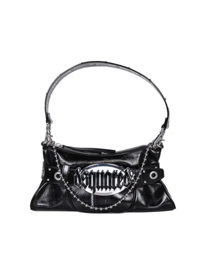 Dsquared2 Gothic Belted Leather Shoulder Bag In Black