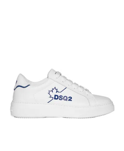 Dsquared2 Man Sneakers White Size 11 Soft Leather