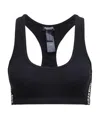 Dsquared2 Stretch Cotton Sport Bra With Logoed Bands In Black