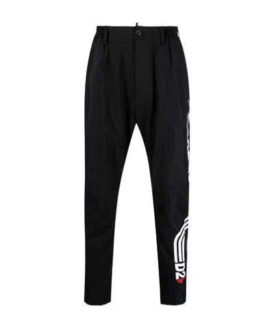 Dsquared2 Side Logo Tapered Trousers In Black