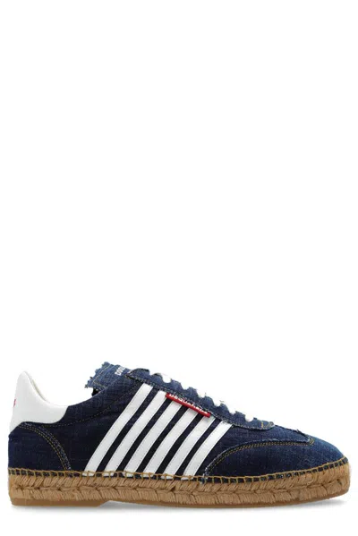 Dsquared2 Side Stripe Detailed Espadrille Sneakers In Blue