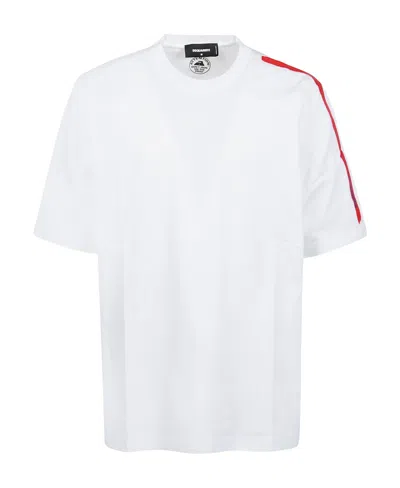 Dsquared2 Side-stripe Short-sleeved T-shirt In White