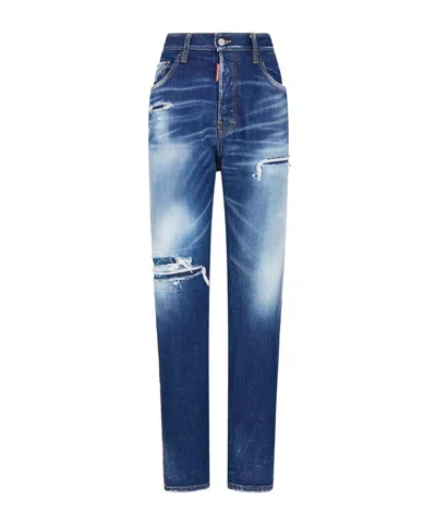 Dsquared2 Side-stripe Straight-leg Jeans In Blue