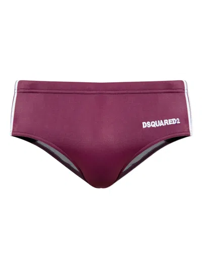 Dsquared2 Side-stripe Swim Briefs In Purple