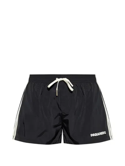Dsquared2 Side Stripe Swim Shorts In Black
