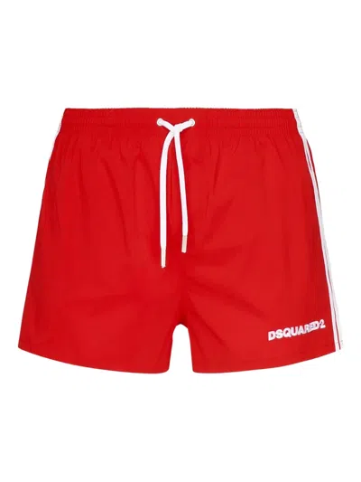 Dsquared2 Side-stripe Swim Shorts In Red
