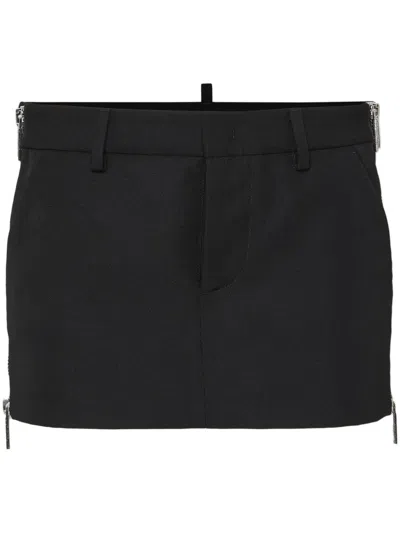 Dsquared2 Side-zip Mini Skirt In Black
