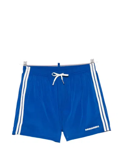 Dsquared2 Side-stripe Logo-print Swim Shorts In Blue