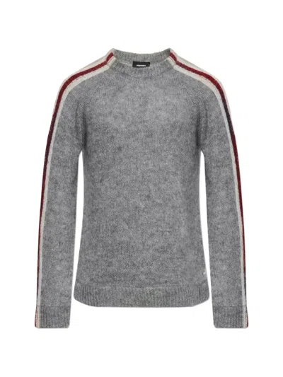 Dsquared2 Side-stripe Raglan-sleeve Sweater In Gray