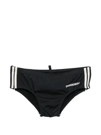 Dsquared2 Side-stripe Swim Briefs In Black