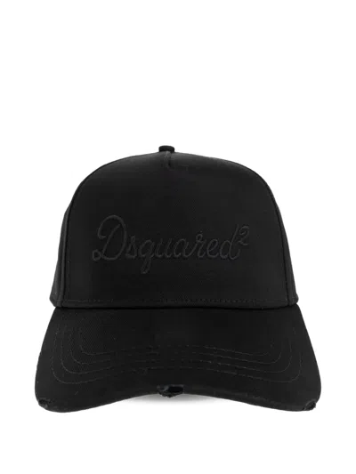 Dsquared2 Signature Distressed Embroidered Baseball Cap In Neutral