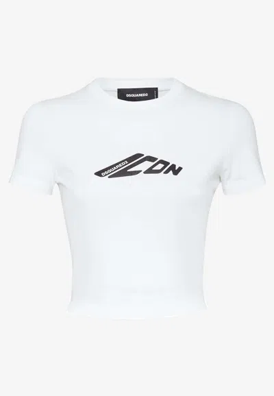 Dsquared2 Signature Icon Cropped T-shirt In White