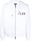 Dsquared2 Signature Icon-motif Zip-up Hoodie In Weiss