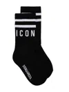 Dsquared2 Signature Icon-stripe Cotton Socks In Black