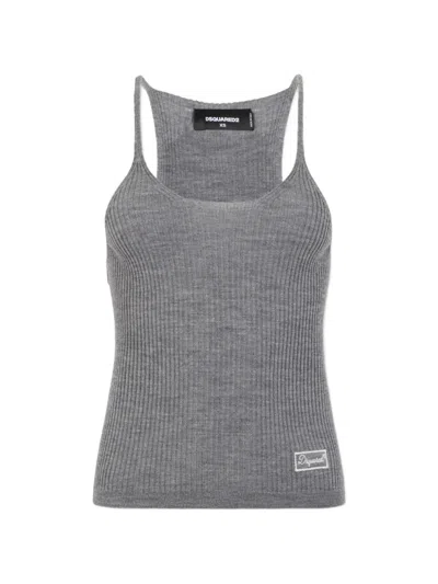 Dsquared2 Signature Knit Tank Top In Gray