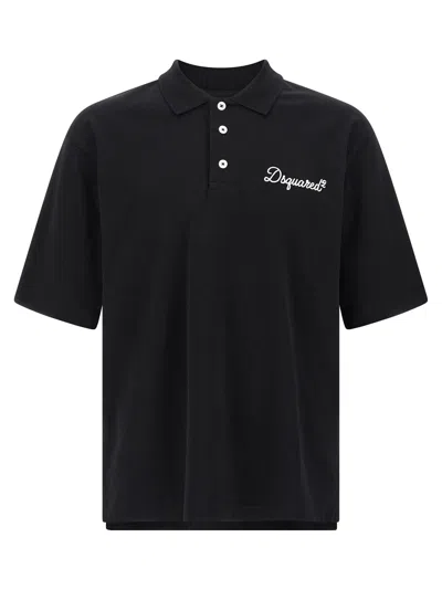 Dsquared2 Signature Polo Shirt In Black