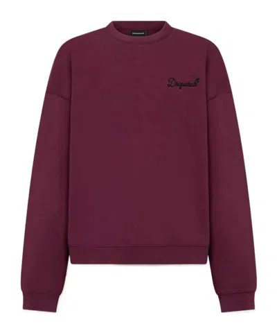 Dsquared2 Signature Relax-fit Crew-neck Sweatshirt In Purple