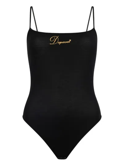 Dsquared2 Signature Square-neck Bodysuit In Black