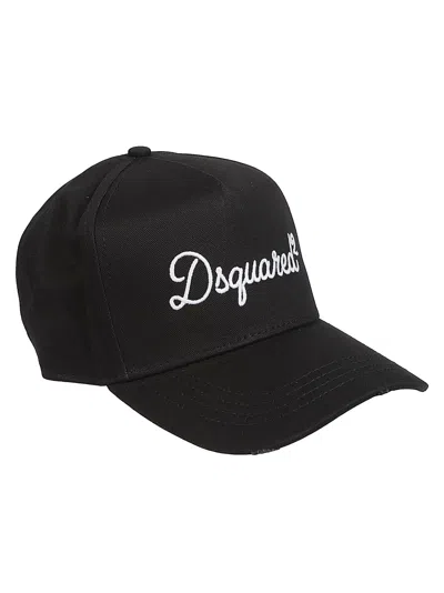 Dsquared2 Signature Structured Cotton Adjustable Cap In Black