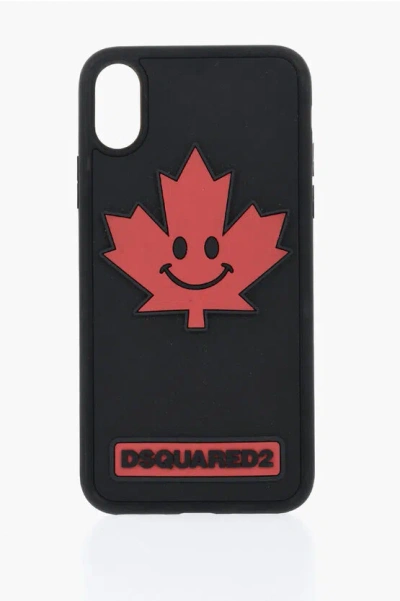 Dsquared2 Silicone Leaf Iphone X Case With Embossed Detail In Blue