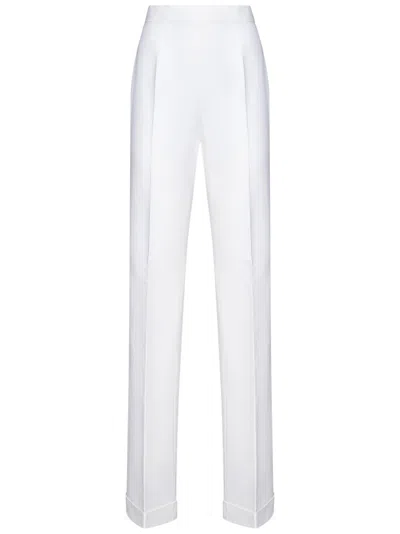 Dsquared2 Silk And Cotton Blend Trousers With Ironed Crease In White