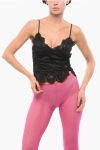 Dsquared2 Silk And Lace Crop Top In Black