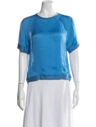 Pre-owned Dsquared2 Silk Bateau Neckline Top In Blue