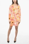 Dsquared2 Silk Blend Chemise Dress With Floral Motif