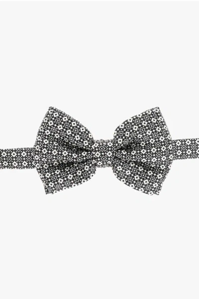 Dsquared2 Silk Bow Tie With Geometric Pattern In Black