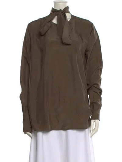 Pre-owned Dsquared2 Silk Crew Neck Blouse In Green