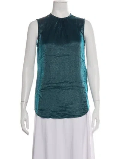 Pre-owned Dsquared2 Silk Crew Neck Top In Blue/metallic