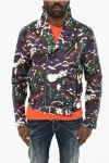 Dsquared2 Silk Floral-motif Biker Jacket With Belt In Multi