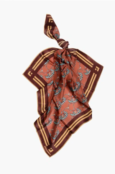 Dsquared2 Silk Foulard With Floral Paisley Motif