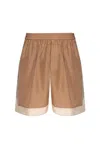 Dsquared2 Silk Mini Shorts In Walnut