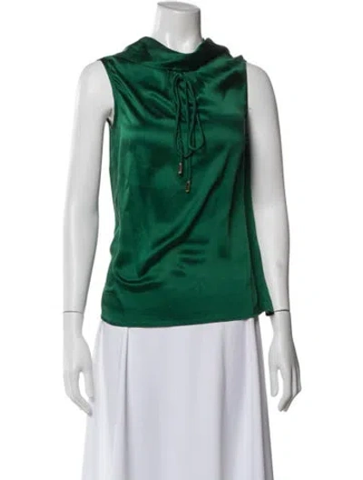 Pre-owned Dsquared2 Silk Mock Neck Blouse In Green