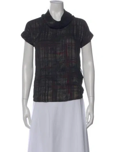 Pre-owned Dsquared2 Silk Plaid Print Top In Black