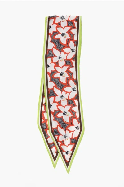 Dsquared2 Silk Scarf With Floral Pattern In Multi