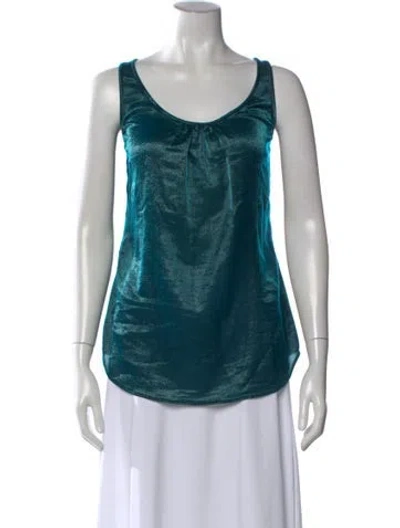 Pre-owned Dsquared2 Silk Scoop Neck Top In Blue