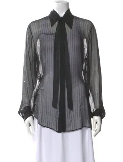 Pre-owned Dsquared2 Silk Striped Blouse In Gray