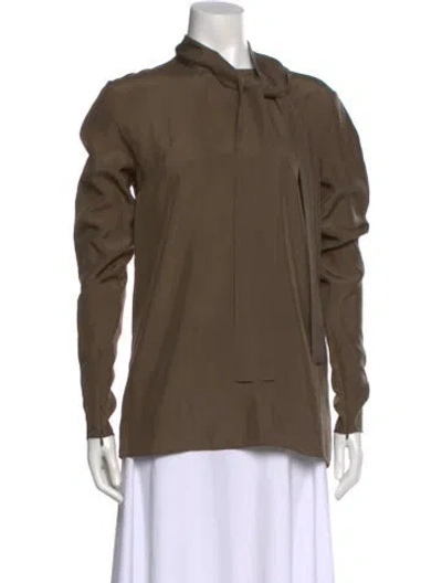 Pre-owned Dsquared2 Silk Tie Neck Blouse In Brown