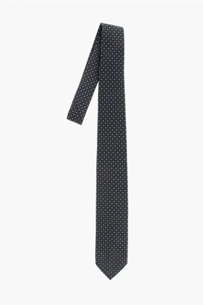 Dsquared2 Silk Tie With Floral Embroidery In Black