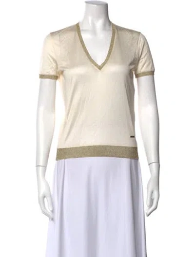 Pre-owned Dsquared2 Silk V-neck T-shirt In White