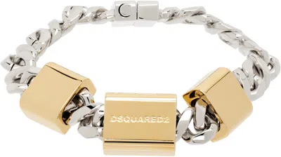 Dsquared2 Silver & Gold Chained2 Bracelet In Palladium+gold