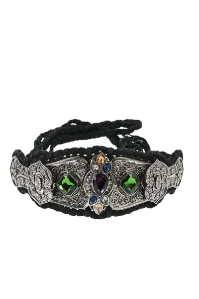 Dsquared2 Silver Black Dreamcatcher Embellished Belt