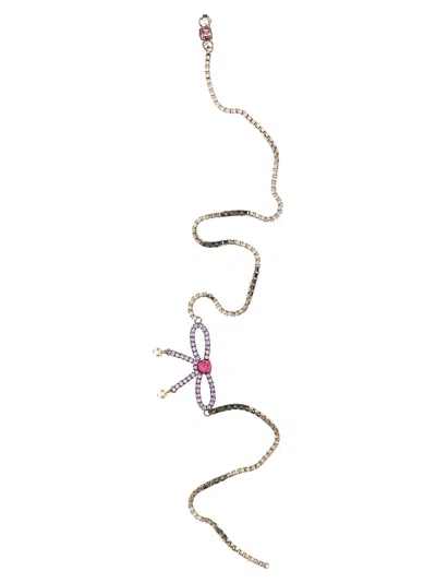 DSQUARED2 SILVER BOW CRYSTAL LONG EARRINGS
