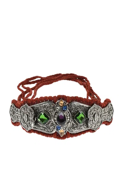 Dsquared2 Silver Brown Dreamcatcher Embellished Belt