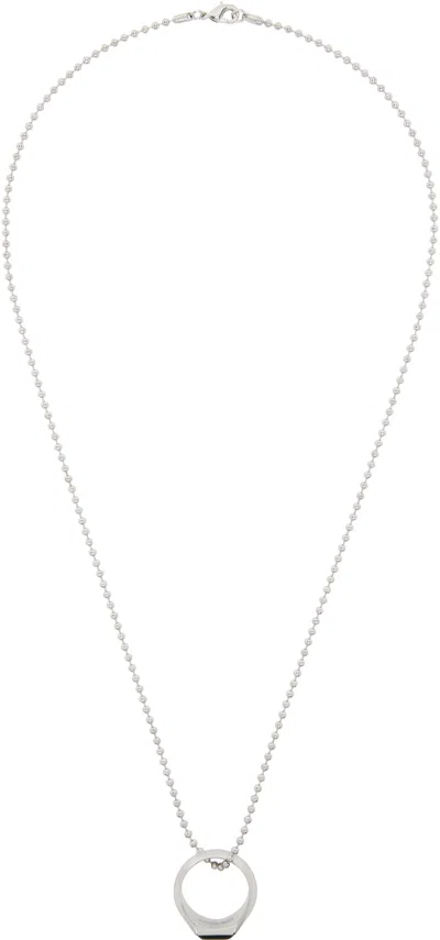 Dsquared2 Silver D2 Hedonism Punk Ring Necklace In Nero Palladio