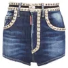 Dsquared2 Silver Dome Studs Washed Denim Trim Hot Shorts In Blue