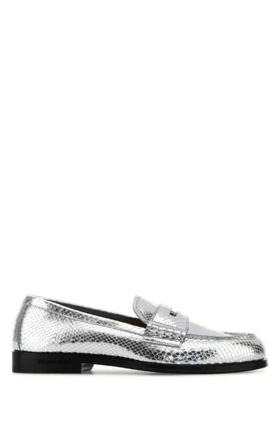 DSQUARED2 SILVER LEATHER NEOCLASSIC LOAFERS